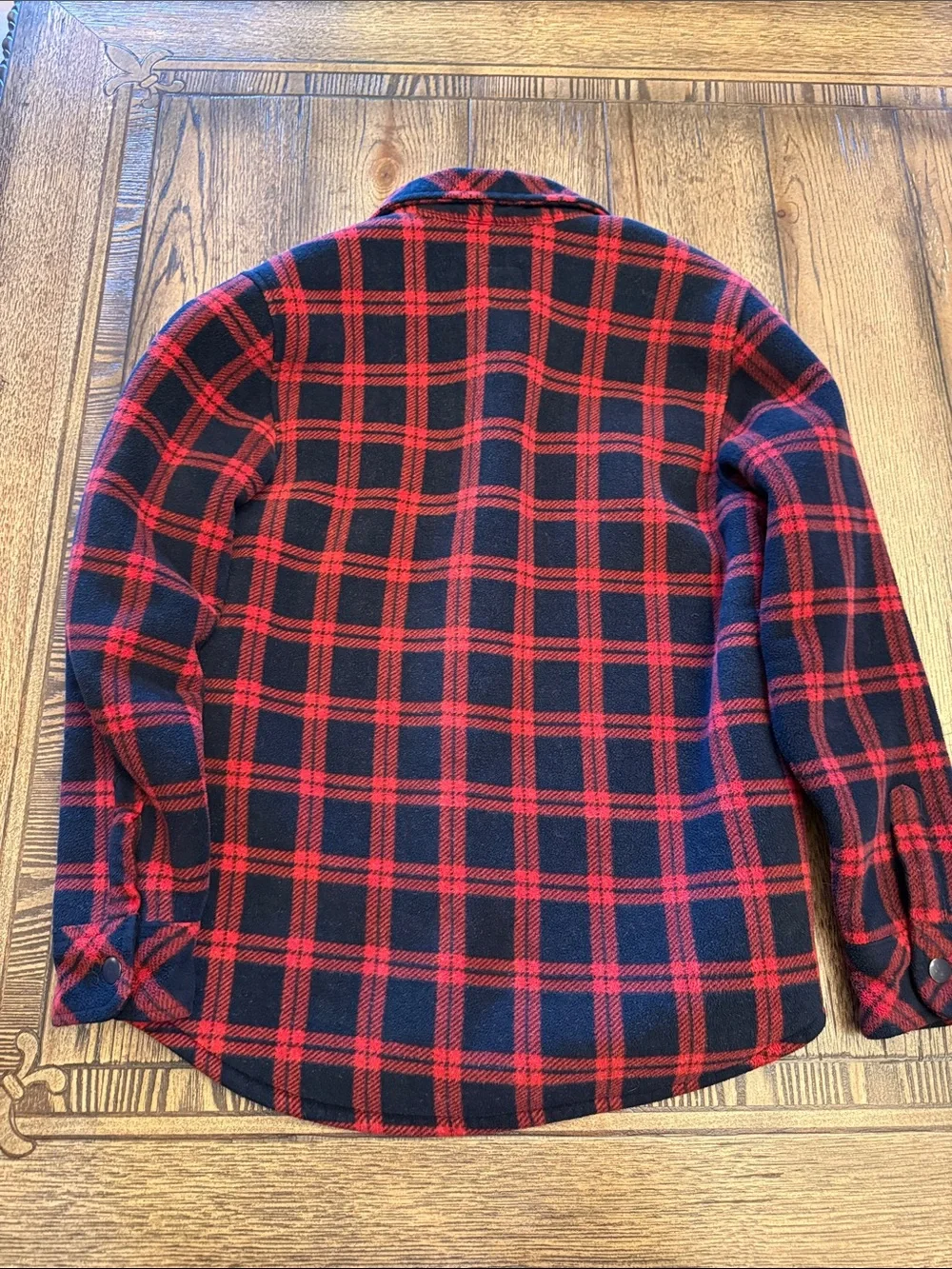 Old Navy Red and Black Plaid Sherpa-Lined Fleece Jacket